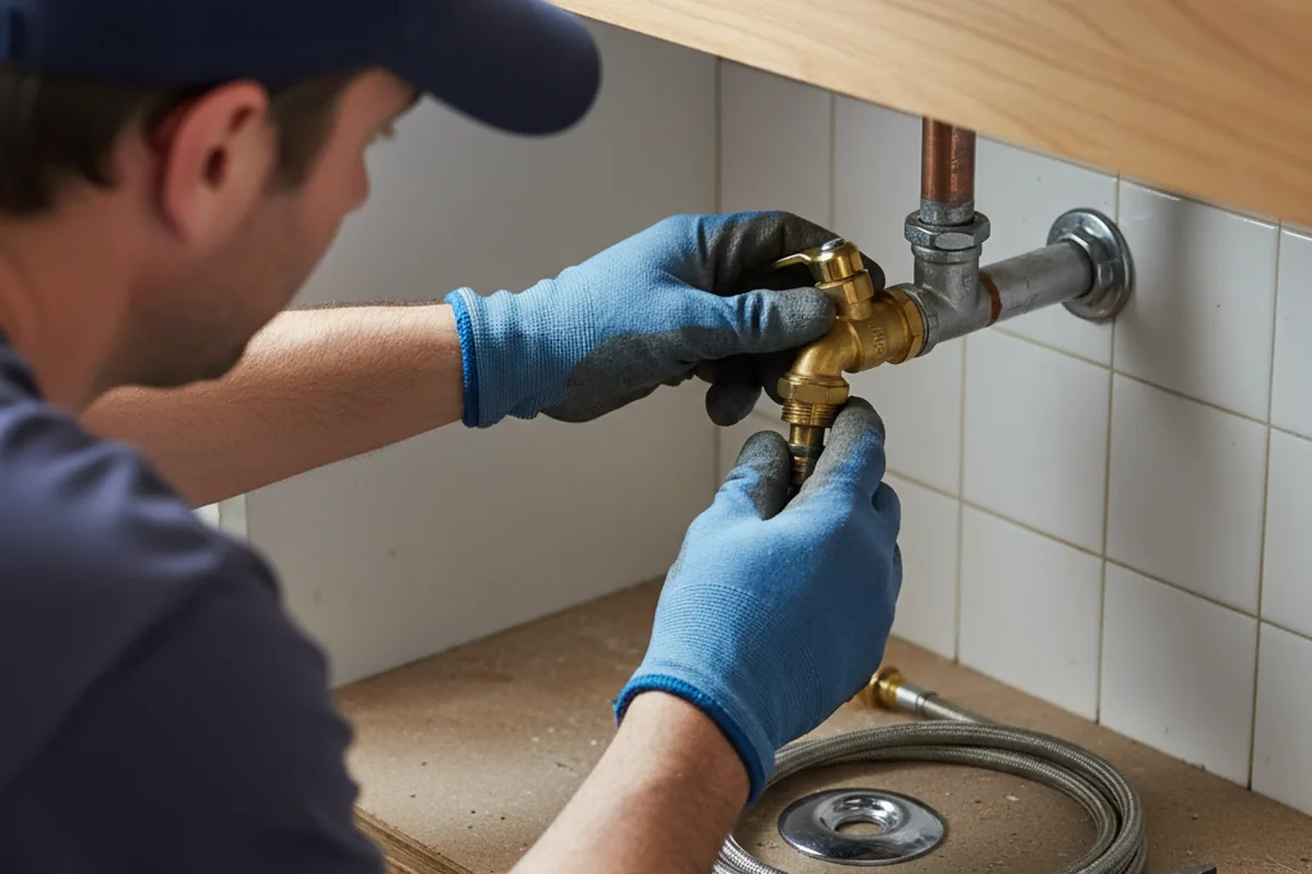 Shutoff valve and fitting work during Faucet and Fixture Repair in Biggs